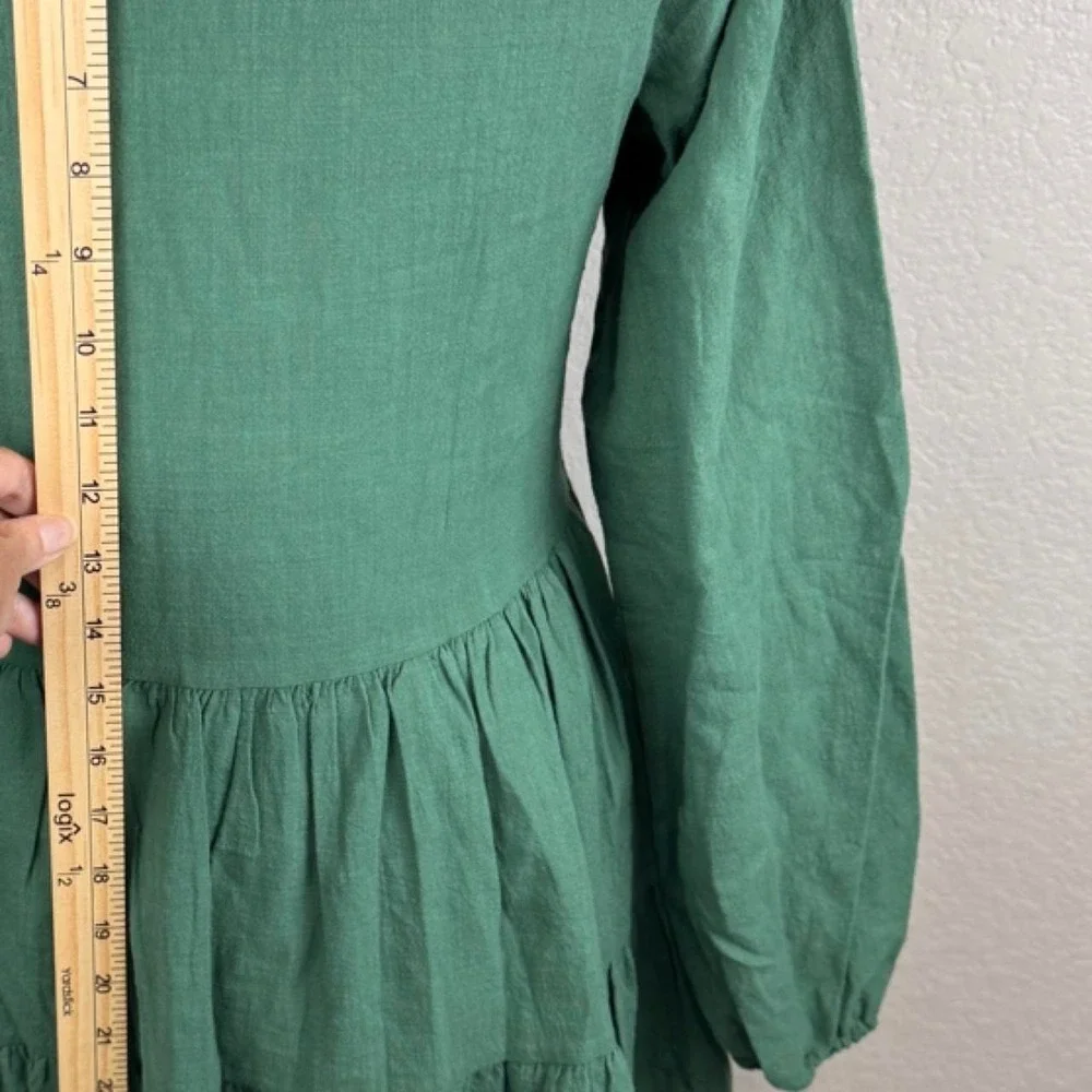 Fancyinn Green Linen Dress Women's XS Sleeveless Summer Mini Casual Boho